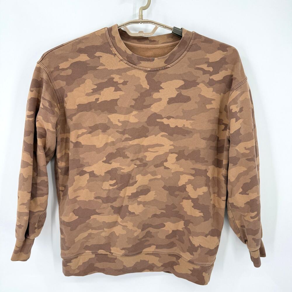 Lululemon Womens Perfectly Oversized Sweatshirt Crew Brown Camo Size 4